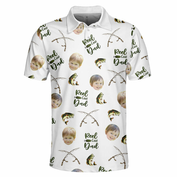 Reel Cool Dad, Personalized Polo Shirt with Face, Fishing Shirt - Image 3