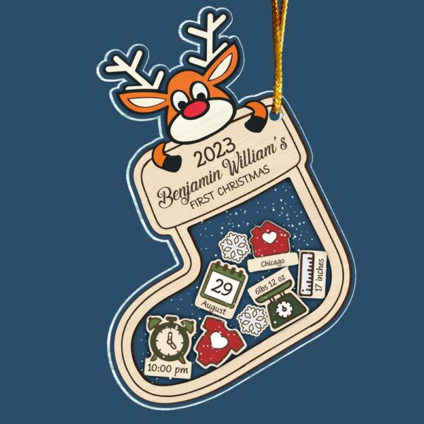 Reindeer Baby's First Christmas Ornament 2024, Personalized Baby 1st Christmas Gift, Custom Baby Gift, Shake Babies Ornament - Image 4