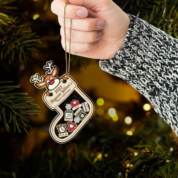 Reindeer Baby's First Christmas Ornament 2024, Personalized Baby 1st Christmas Gift, Custom Baby Gift, Shake Babies Ornament - Image 5