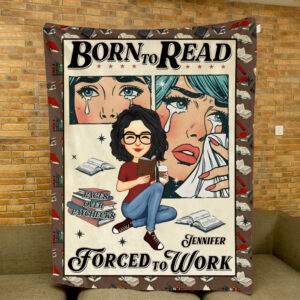 Retro Comfort Born To Read Bookish Blanket, Funny Reader Book Addict Blanket - Personalized Blanket For Reading Lovers Vr2