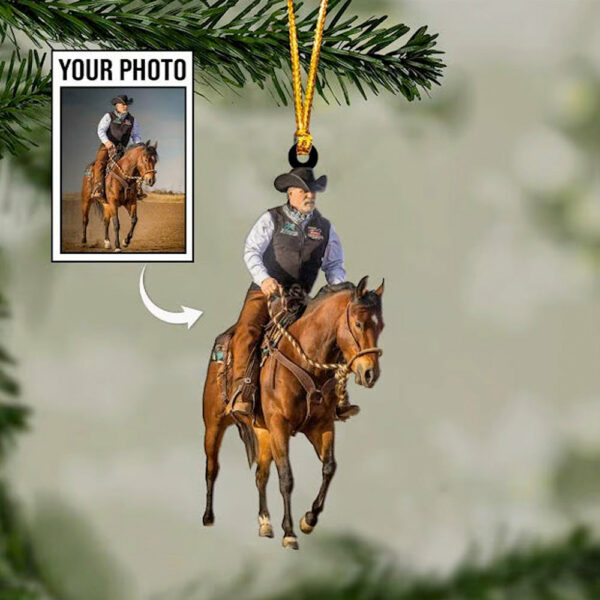 Riding Horse Ornament Custom Upload Photo - Personalized Acrylic Ornament - Image 4