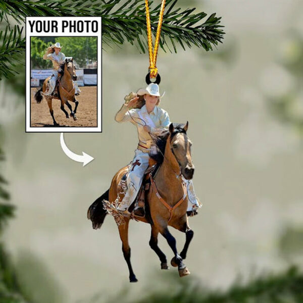Riding Horse Ornament Custom Upload Photo - Personalized Acrylic Ornament - Image 3