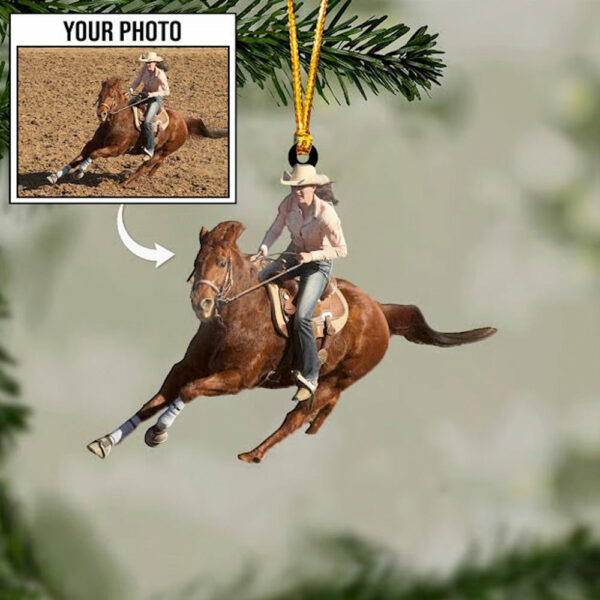 Riding Horse Ornament Custom Upload Photo - Personalized Acrylic Ornament - Image 5