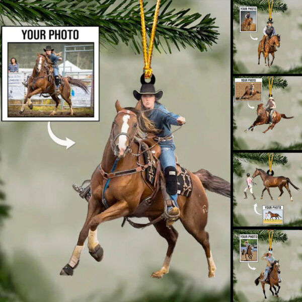 Riding Horse Ornament Custom Upload Photo - Personalized Acrylic Ornament - Image 2