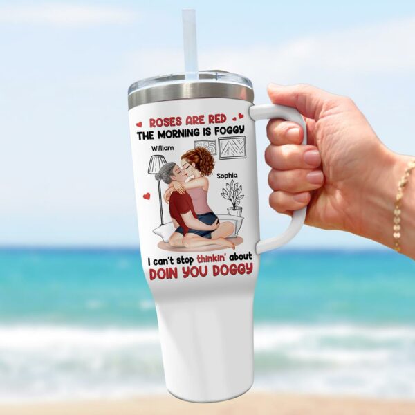 Roses Are Red, The Morning Is Foggy - Couple Personalized Custom 40oz Stainless Steel Tumbler - Christmas Gift For Husband Wife, Anniversary