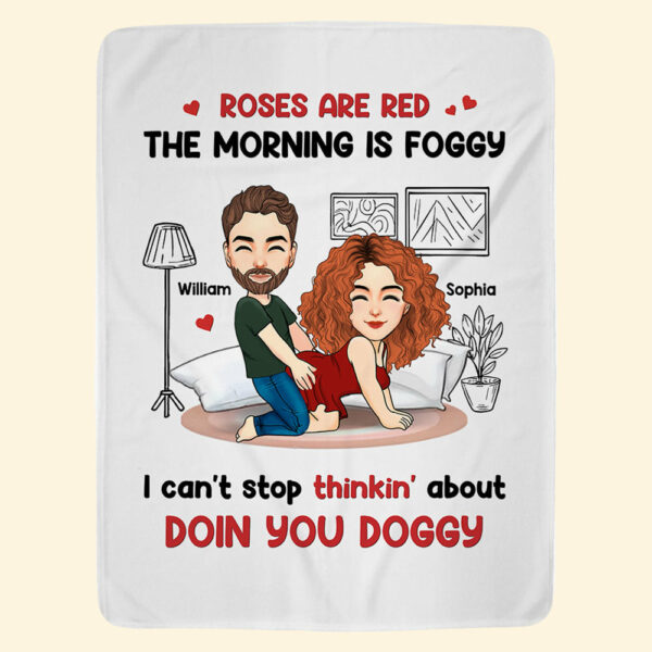 Roses Are Red, The Morning Is Foggy - Couple Personalized Custom Blanket - Christmas Gift For Husband Wife, Anniversary - Image 3
