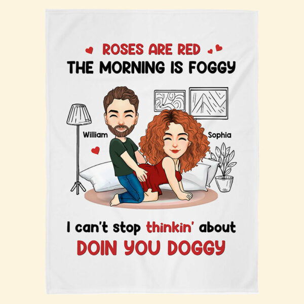 Roses Are Red, The Morning Is Foggy - Couple Personalized Custom Blanket - Christmas Gift For Husband Wife, Anniversary - Image 2