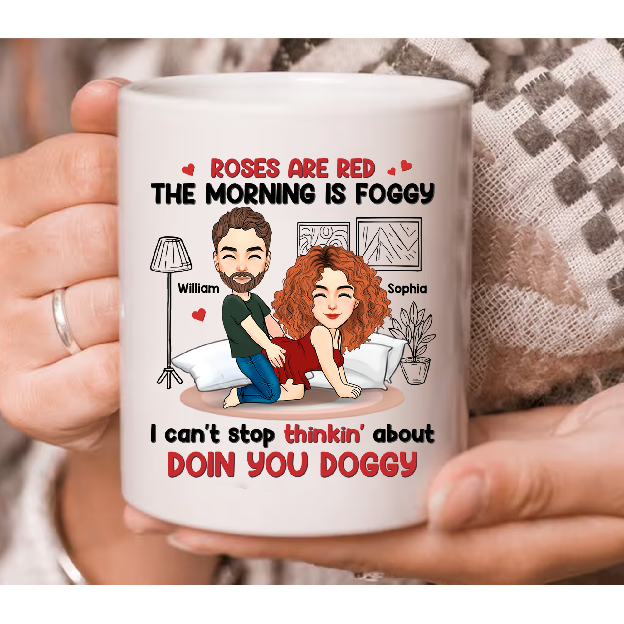 Roses Are Red, The Morning Is Foggy - Couple Personalized Custom Mug - Christmas Gift For Husband Wife, Anniversary