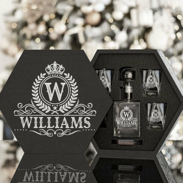 Royal Vintage Luxury Decanter Set Custom Name Whiskey Decanter Gift For Dad Father H2511 - Image 3