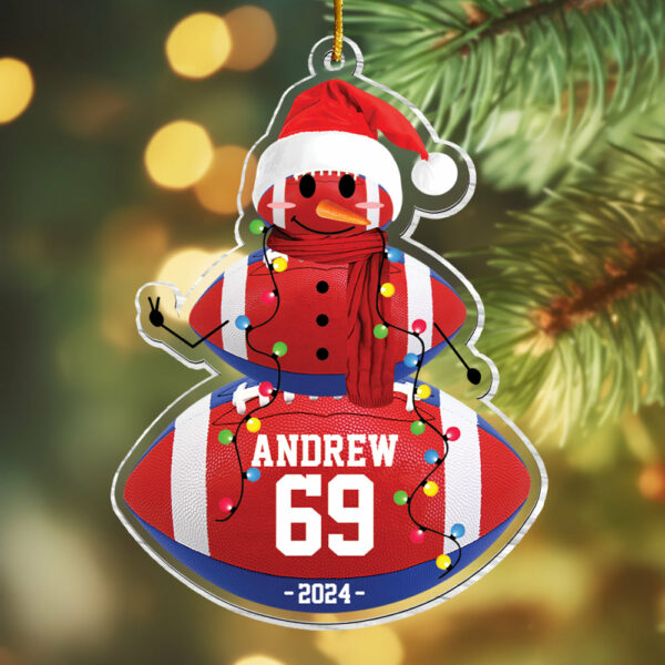 Rugby Snowman - Gifts For Players, Team, Boys - Personalized Acrylic Ornament - Image 2