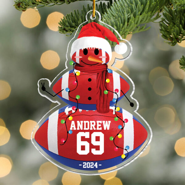 Rugby Snowman - Gifts For Players, Team, Boys - Personalized Acrylic Ornament