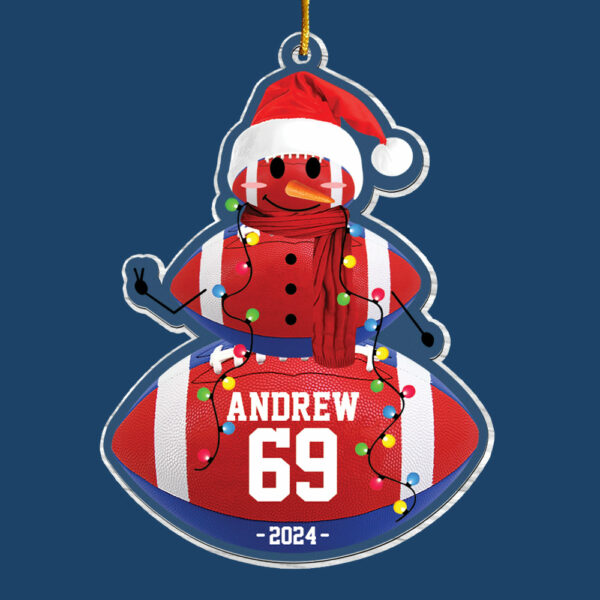 Rugby Snowman - Gifts For Players, Team, Boys - Personalized Acrylic Ornament - Image 4