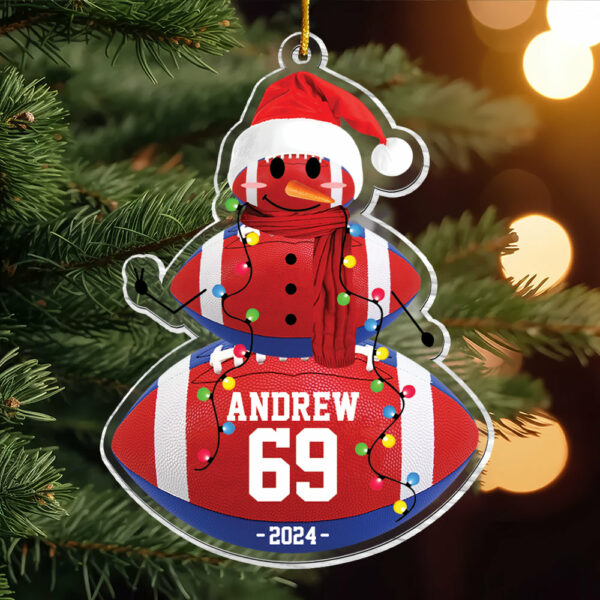 Rugby Snowman - Gifts For Players, Team, Boys - Personalized Acrylic Ornament - Image 5