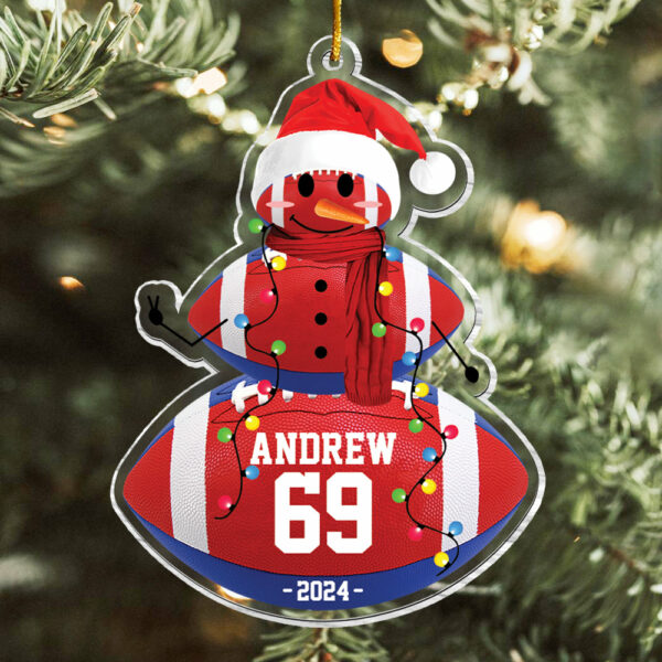 Rugby Snowman - Gifts For Players, Team, Boys - Personalized Acrylic Ornament - Image 3