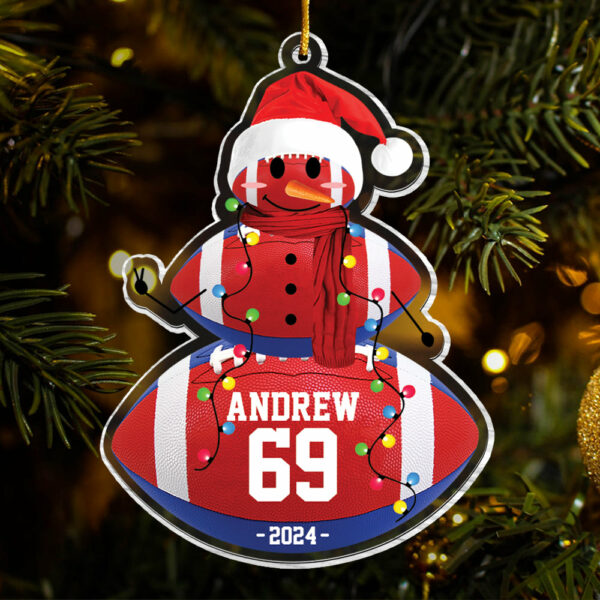 Rugby Snowman - Gifts For Players, Team, Boys - Personalized Acrylic Ornament - Image 6