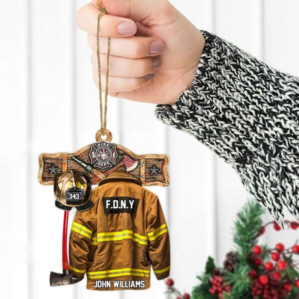 Rustic Fireman Fire Department Emblem Axe Personalized Christmas Ornament Gift For Firefighter Fire Department Gifts H2511 - Image 3