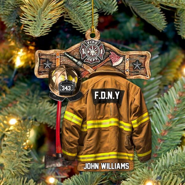 Rustic Fireman Fire Department Emblem Axe Personalized Christmas Ornament Gift For Firefighter Fire Department Gifts H2511