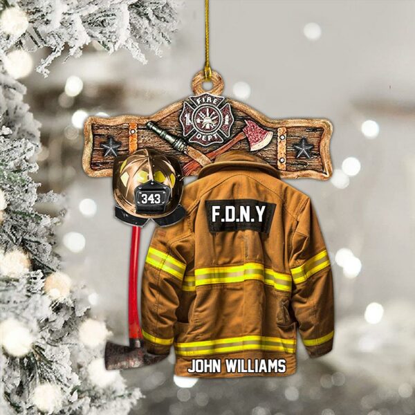 Rustic Fireman Fire Department Emblem Axe Personalized Christmas Ornament Gift For Firefighter Fire Department Gifts H2511 - Image 2