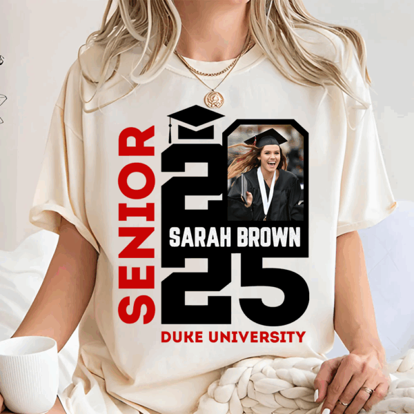 Senior 2025 Custom Photo Shirt, Personalized Graduation Shirt, Graduation Photo Shirt