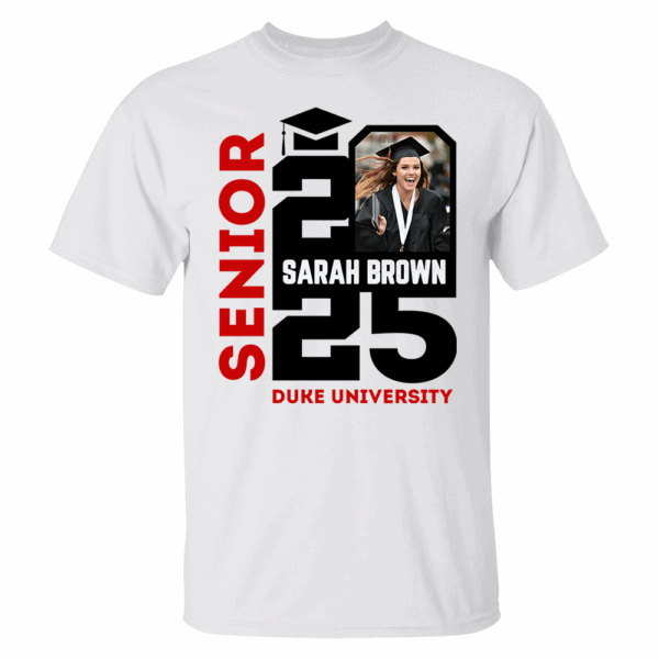 Senior 2025 Custom Photo Shirt, Personalized Graduation Shirt, Graduation Photo Shirt - Image 2
