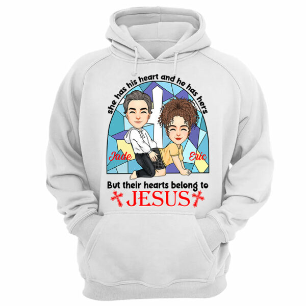 She Has His Heart And He Has Hers But Their Hearts Belong To Jesus - Personalized Shirt For Couple - Image 10