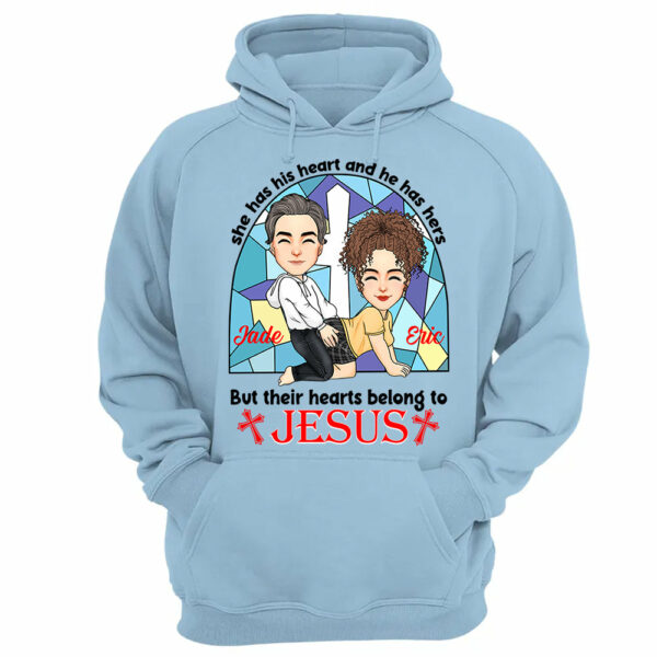 She Has His Heart And He Has Hers But Their Hearts Belong To Jesus - Personalized Shirt For Couple - Image 12