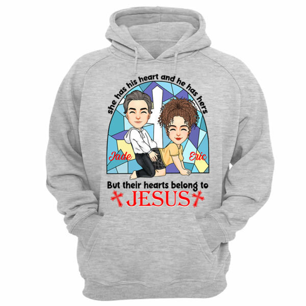 She Has His Heart And He Has Hers But Their Hearts Belong To Jesus - Personalized Shirt For Couple - Image 11