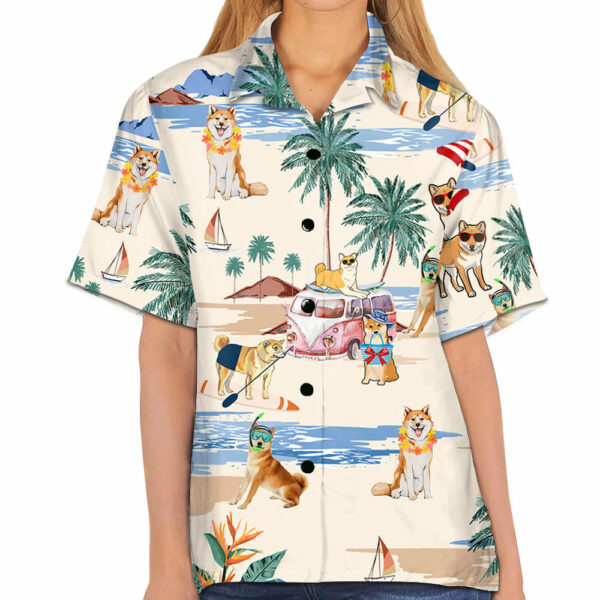 Shiba Inu Summer Beach Hawaiian Shirt, Hawaiian Shirts For Men Short Sleeve Aloha Beach Shirt - Image 5