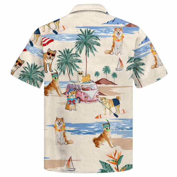 Shiba Inu Summer Beach Hawaiian Shirt, Hawaiian Shirts For Men Short Sleeve Aloha Beach Shirt - Image 2