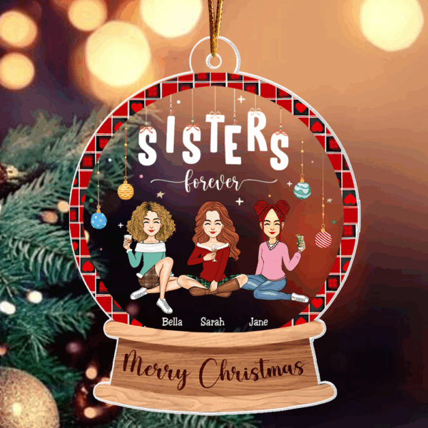 Sister Forever Personalized Custom Shaped Acrylic Ornament - Image 2
