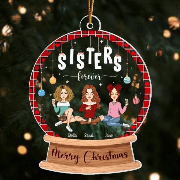 Sister Forever Personalized Custom Shaped Acrylic Ornament - Image 3