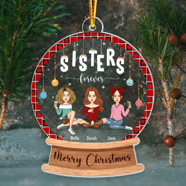 Sister Forever Personalized Custom Shaped Acrylic Ornament