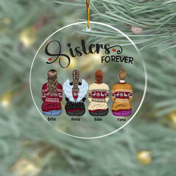 Sister Forever Personalized Ornament - Custom Christmas Ornament Gift For Siblings - Image 3