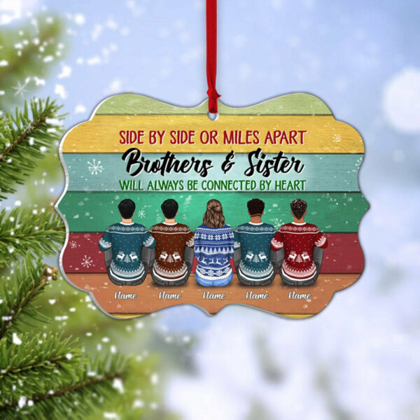 Sisters And Brothers Connected By Heart Personalized Ornament Gift For Family - Image 5
