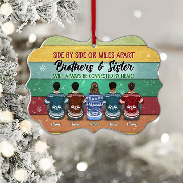 Sisters And Brothers Connected By Heart Personalized Ornament Gift For Family - Image 4