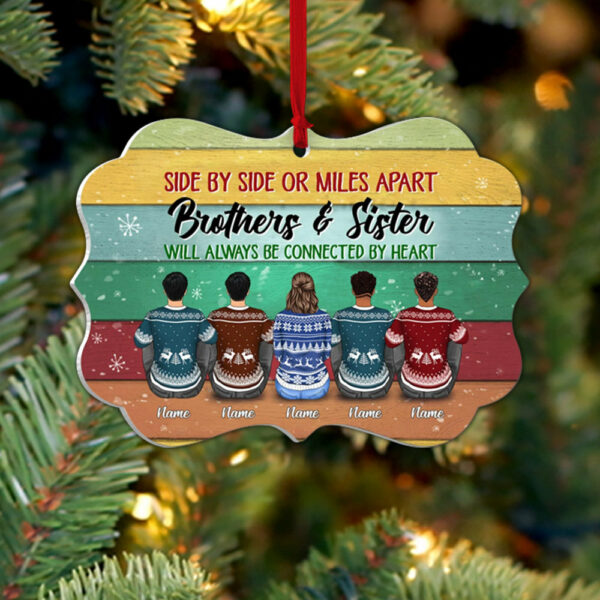 Sisters And Brothers Connected By Heart Personalized Ornament Gift For Family - Image 3