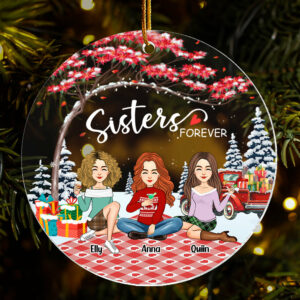 Sisters forever Personalized Besties Forever Christmas Acrylic Ornament