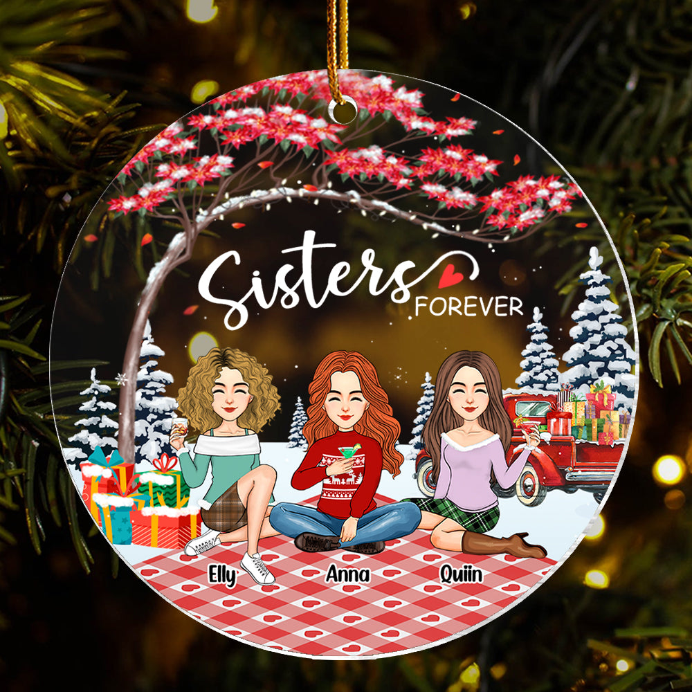 Sisters forever Personalized Besties Forever Christmas Acrylic Ornament