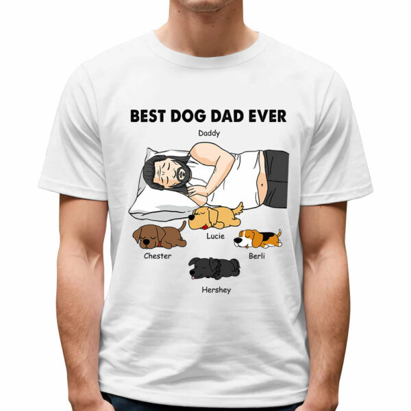 Sleeping With Dog Shirt - Personalized Dog Dad Gift - Funny Dad Tee - Image 2