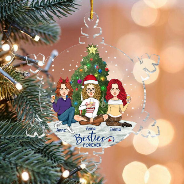 Snowflakes Besties Forever Ornament - Personalized Acrylic Ornament - Image 4