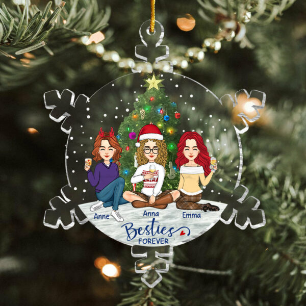 Snowflakes Besties Forever Ornament - Personalized Acrylic Ornament - Image 2
