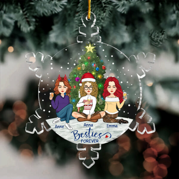 Snowflakes Besties Forever Ornament - Personalized Acrylic Ornament - Image 3