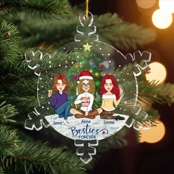 Snowflakes Besties Forever Ornament - Personalized Acrylic Ornament - Image 5