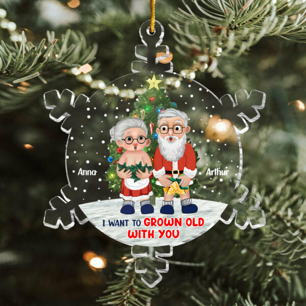 Snowflakes Custom I Want To Grow Old With You Ornament - Personalized Acrylic Ornament - Image 2