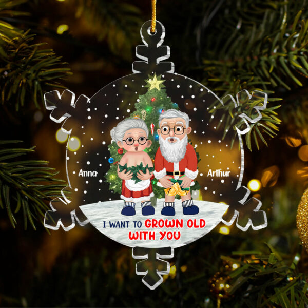 Snowflakes Custom I Want To Grow Old With You Ornament - Personalized Acrylic Ornament - Image 4