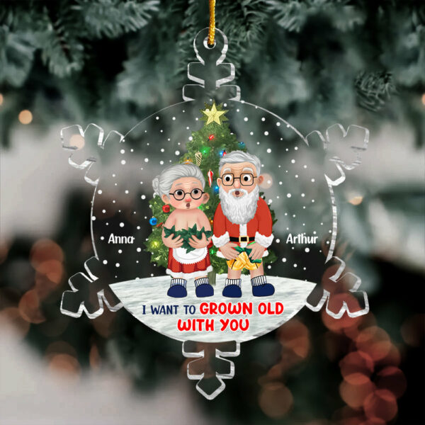 Snowflakes Custom I Want To Grow Old With You Ornament - Personalized Acrylic Ornament - Image 3