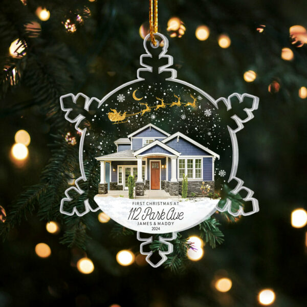 Snowflakes New Home Photo Ornament, Custom Our New Home Ornament, Housewarming Ornament Gift HH0511 - Image 4