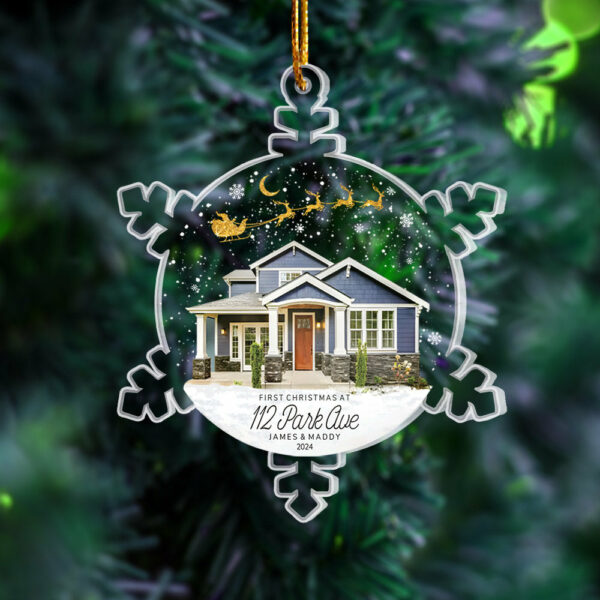 Snowflakes New Home Photo Ornament, Custom Our New Home Ornament, Housewarming Ornament Gift HH0511 - Image 6