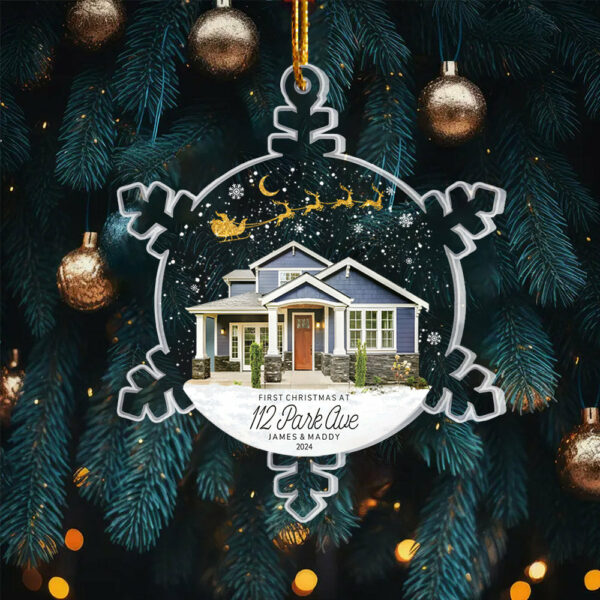 Snowflakes New Home Photo Ornament, Custom Our New Home Ornament, Housewarming Ornament Gift HH0511 - Image 5
