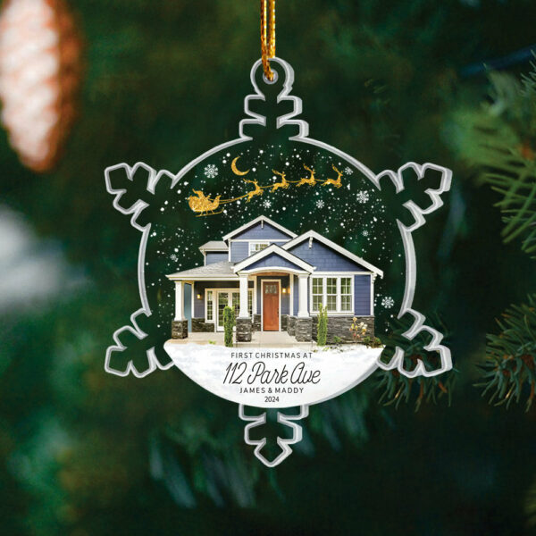 Snowflakes New Home Photo Ornament, Custom Our New Home Ornament, Housewarming Ornament Gift HH0511